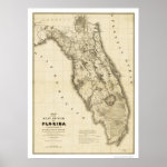 Seminole War Florida Map 1839 Poster