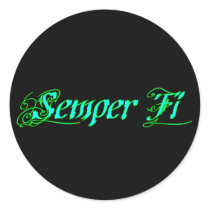 Semper Fi Round Stickers