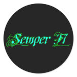 Semper Fi Round Stickers