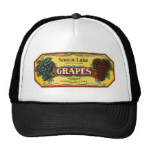 Seneca Lake Grapes, Vintage Fruit Crate Label Art Trucker Hats