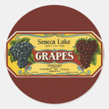 Seneca Lake Grapes, Vintage Fruit Crate Label Art Stickers