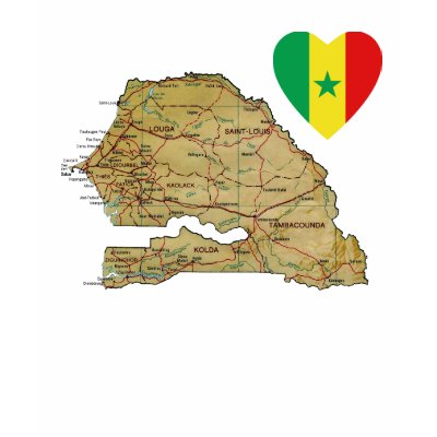 map of senegal. Senegal Flag Heart and Map