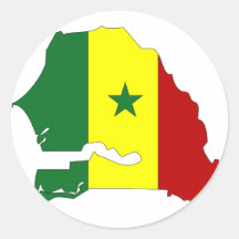 Senegal flag map round sticker
