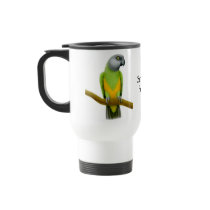 Senegal Poicephalus Parrot Travel Mug by twopurringcats Senegal Poicephalus Parrot Travel Mug