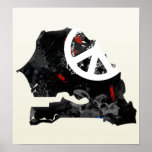 Senegal Trendy Peace Sign with Senegalese map posters