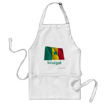 Senegal Waving Flag with Name in French aprons by Vexillophile Senegal Waving Flag with Name in French aprons