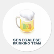 Senegalese Drinking Team Round Stickers