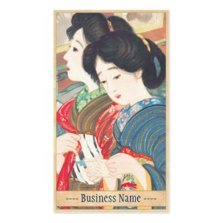 Sengai Igawa Two Bijin japanese girls oriental art Business Card