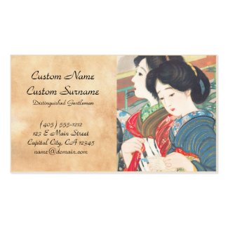 Sengai Igawa Two Bijin japanese girls oriental art Business Card Templates