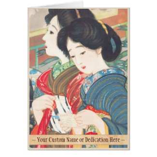 Sengai Igawa Two Bijin japanese girls oriental art Greeting Cards
