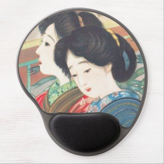 Sengai Igawa Two Bijin japanese girls oriental art Gel Mouse Mat