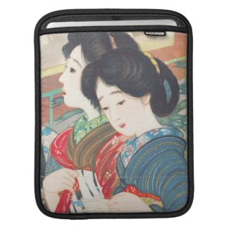 Sengai Igawa Two Bijin japanese girls oriental art Sleeves For iPads