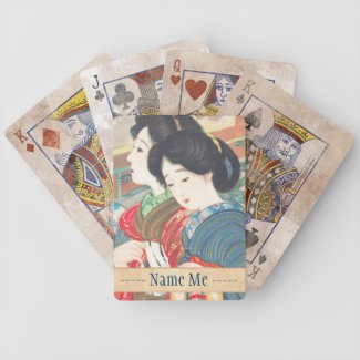 Sengai Igawa Two Bijin japanese girls oriental art Bicycle Card Decks