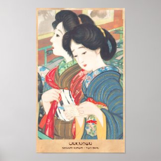 Sengai Igawa Two Bijin japanese girls oriental art Posters