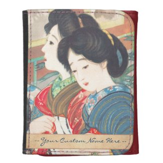 Sengai Igawa Two Bijin japanese girls oriental art Wallets