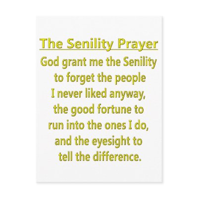 Senility Prayer Post Card by retirement_gifts