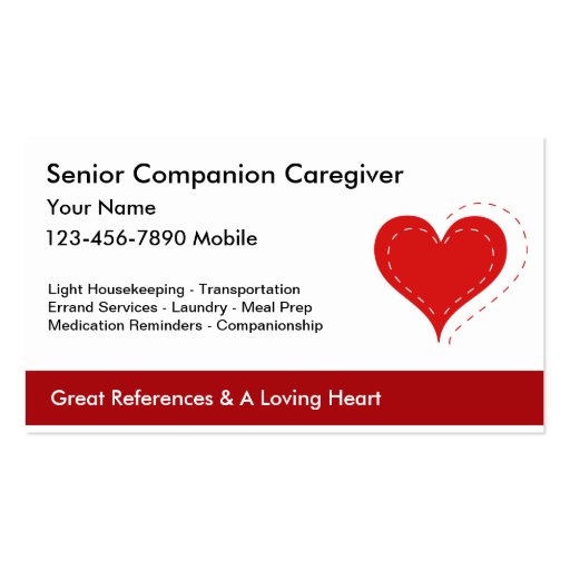 Senior Caregiver Business Cards (front side)