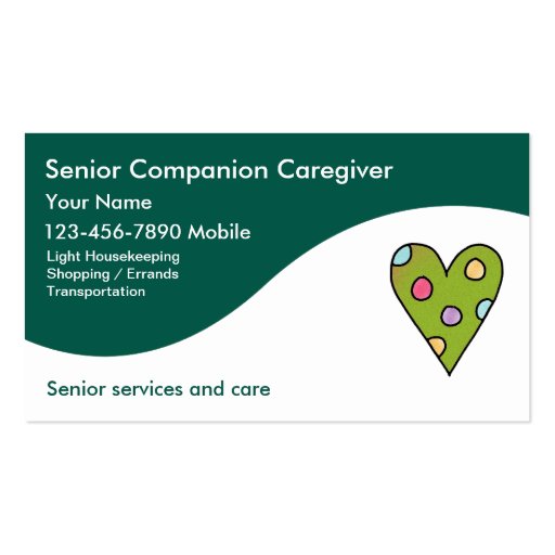 Senior Caregiver Business Cards (front side)