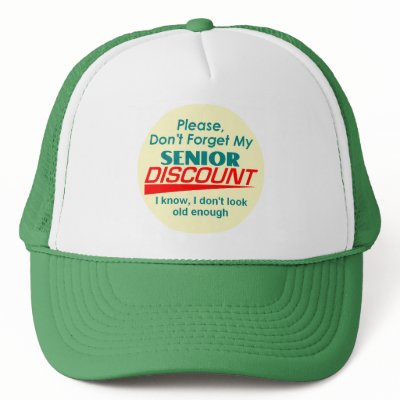 SENIOR DISCOUNT Hat by samappleby