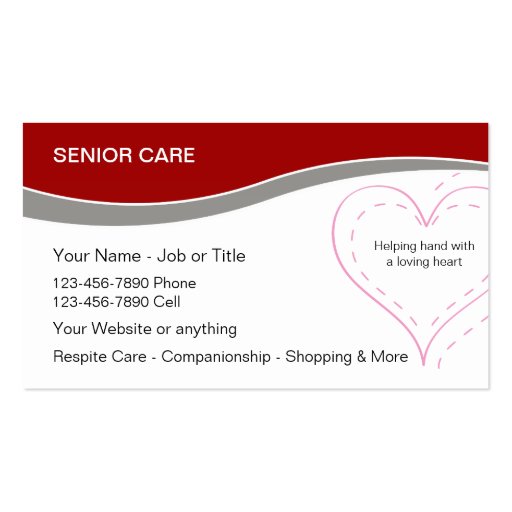 Senior Home Care Business Cards (front side)