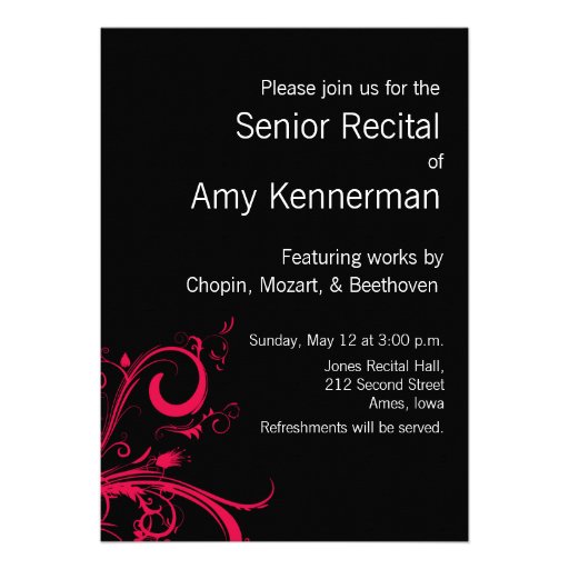 Senior Music Recital Personalized Announcement