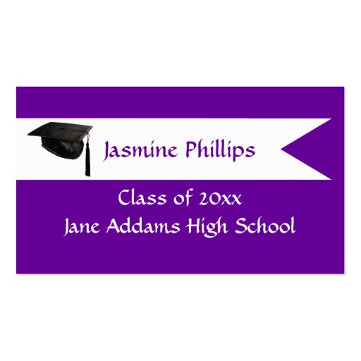 Senior Purple Name Card Business Card (front side)