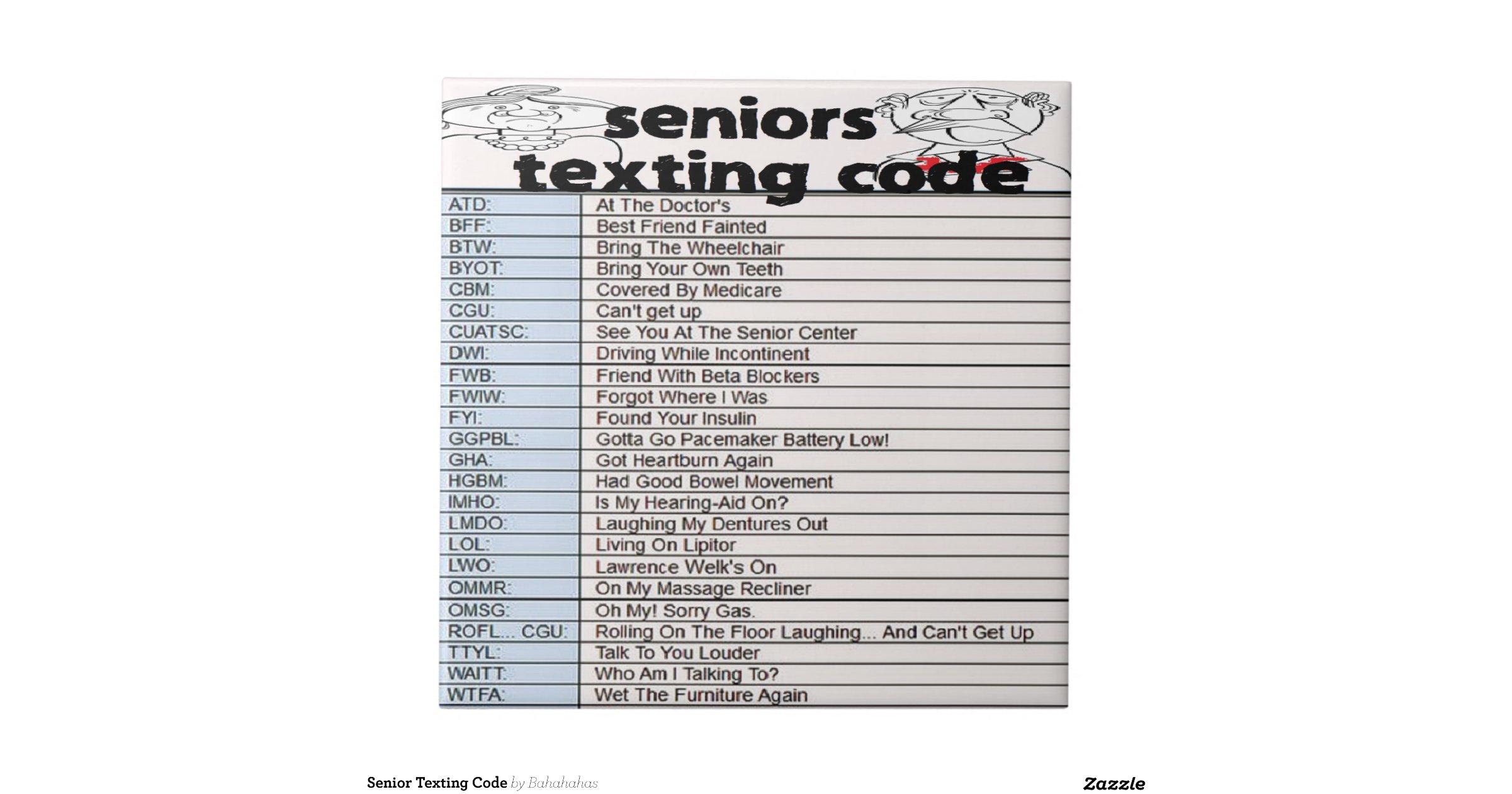 Senior Texting Code Small Square Tile Zazzle