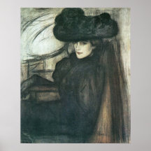 Señora con velo negro de Jozsef Rippl-Ronai Poster