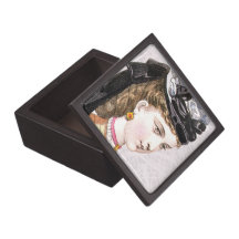 Señora del Victorian en un capo negro del terciope Caja De Regalo De Calidad