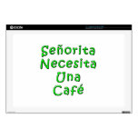Senorita Cafe Necesita Una Cafe 17" Laptop Decals