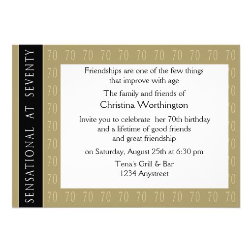 Sensational At 70 Party Invitation (front side)