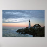 Sentinal at Sunset, Portland Head Lighthouse Posters
