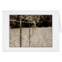 Sepia Barb Wire Fence Card