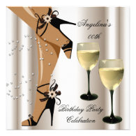 Sepia Black Shoes Wine Glass Birthday Party Personalized Announcement