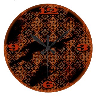 sepia diamond pattern victorian grunge wall clock