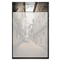 Sepia European Cobbled Stone Scene Custom Stationery