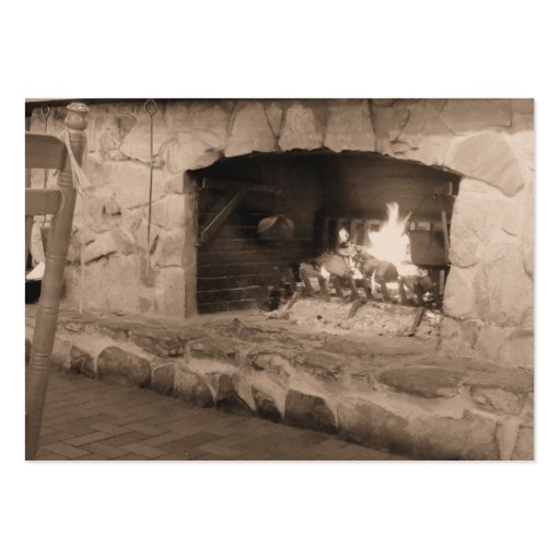 Sepia Fireplace Photo Business Cards (front side)