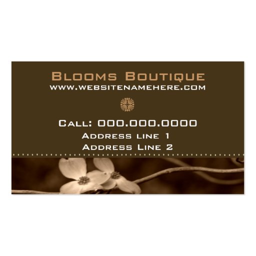 Sepia Floral Business Cards (back side)