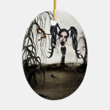 Sepia Goth Girl Christmas Tree Ornament