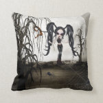 Sepia Goth Girl Pillow