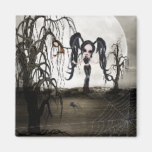 Sepia Goth Girl Refrigerator Magnet