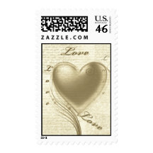 Sepia heart romanza postage