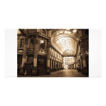 Sepia image Of Leadenhall Market London Customized Photo Card