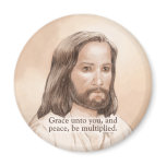 Sepia Jesus Art Bible Quote - 1 Peter 1:2 Fridge Magnets