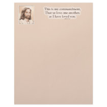 Sepia Jesus Art Bible Quote - John 15:12 Letterhead