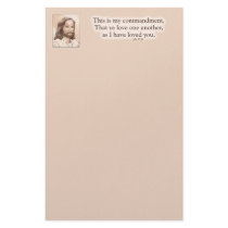 Sepia Jesus Art Bible Quote - John 15:12 Custom Stationery