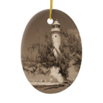 Sepia Lighthouse Photo Christmas Ornament