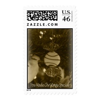 Sepia Peppermint Ornament Postage
