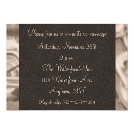 Sepia Photography Biker Wedding Invitation