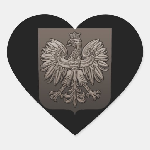 Sepia Polish Eagle Shield Heart Sticker